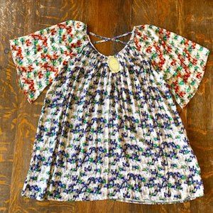 Velzera gathered Dress with Elephants in blues and browns Size Small